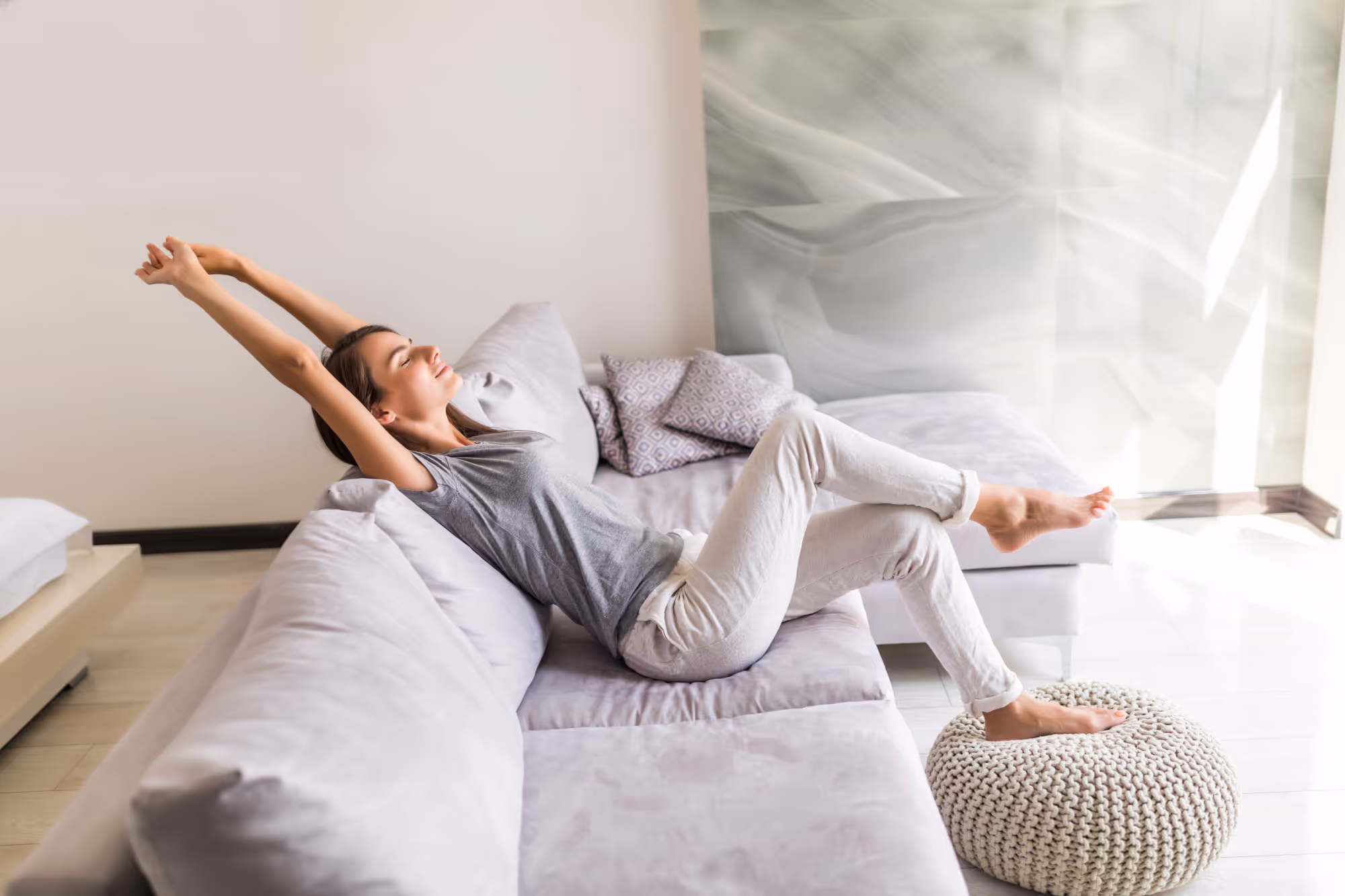 A fresh, odor-free living room staged for showings