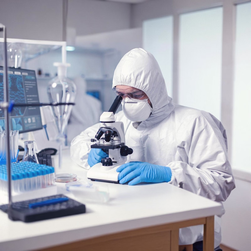 Independent lab analyst processing a My Pure Environment air sample